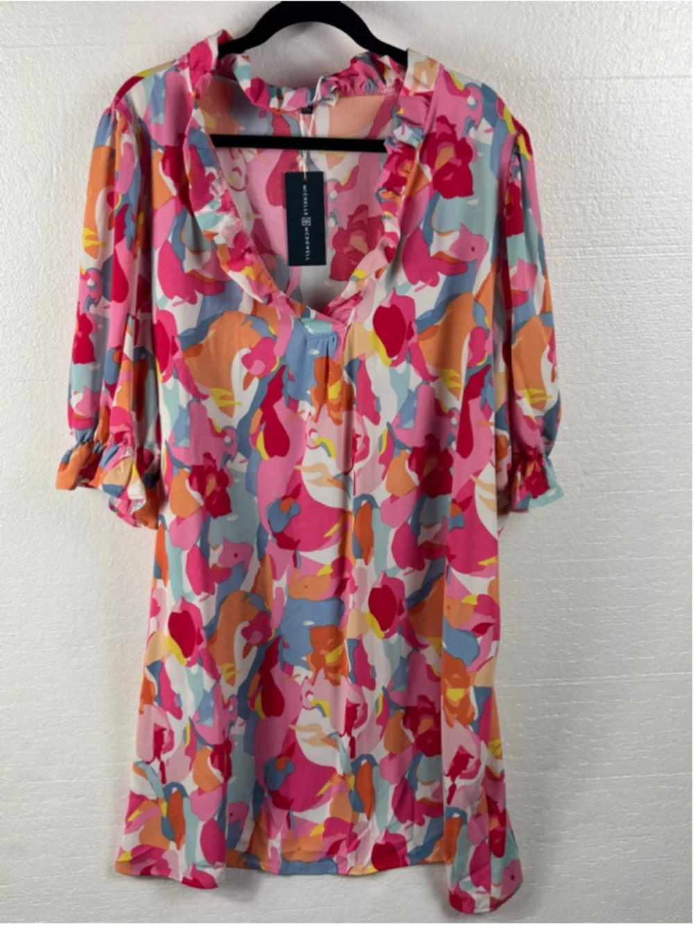 NWT Michelle McDowell Floral Julie Dress River Iris Colorway Bell Sleeve Sz XXL - Picture 1 of 10